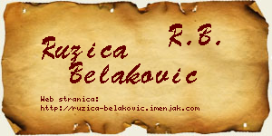 Ružica Belaković vizit kartica